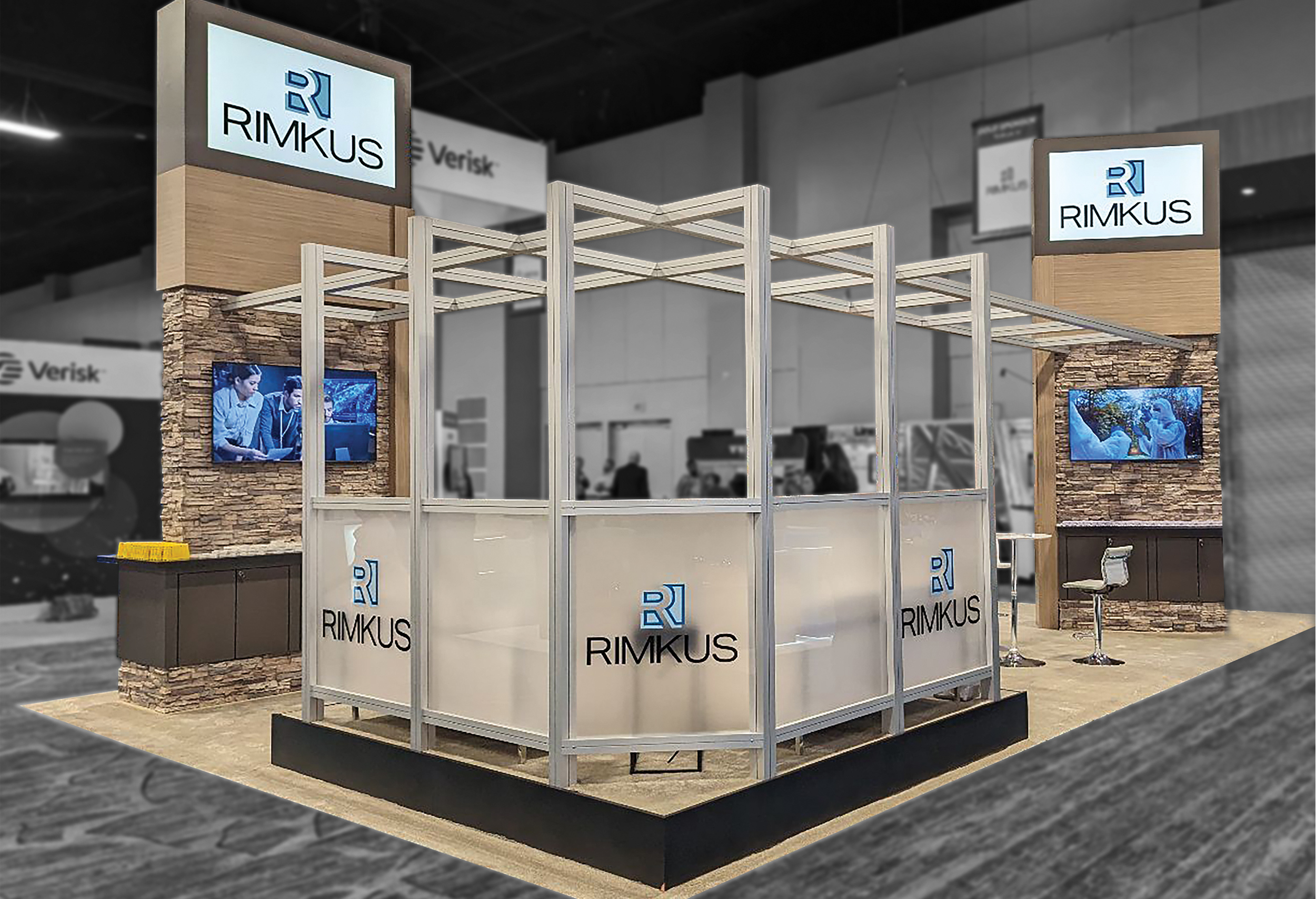 TMG-E3’s completed Rimkus exhibit on the show floor
